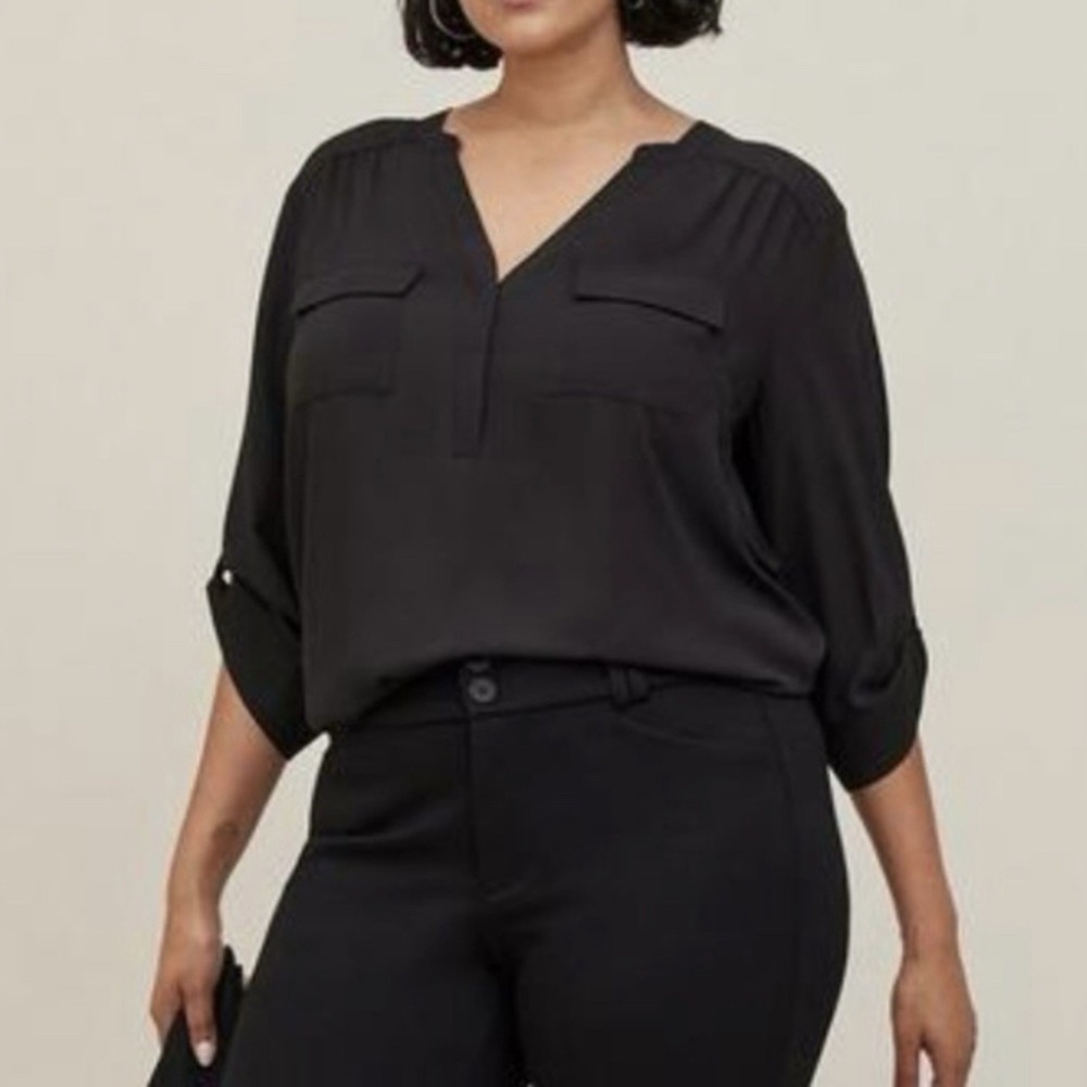 Torrid Black Harper Georgette Pullover 3/4 Sleeve Blouse‎ Size 3X